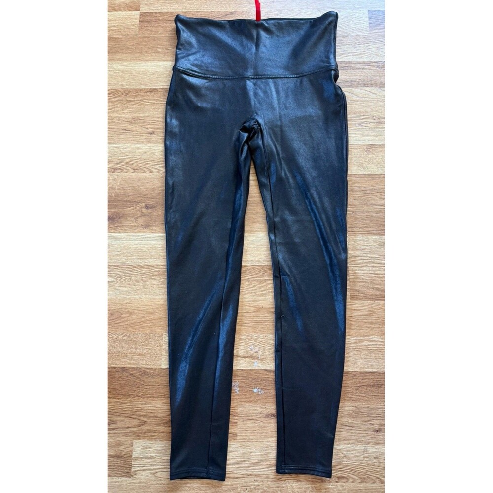 Spanx Faux Leather Leggings XL Black High‎ Waist Shaping Slimming Pants Moto
